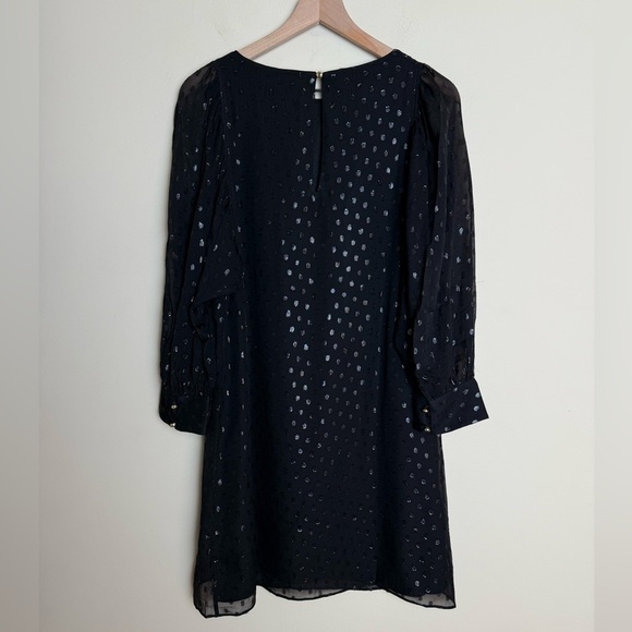 Lilly Pulitzer Womens Maisel Silk Polka Dot Metallic Shift Mini Dress Sz 4 Black - Picture 5 of 6